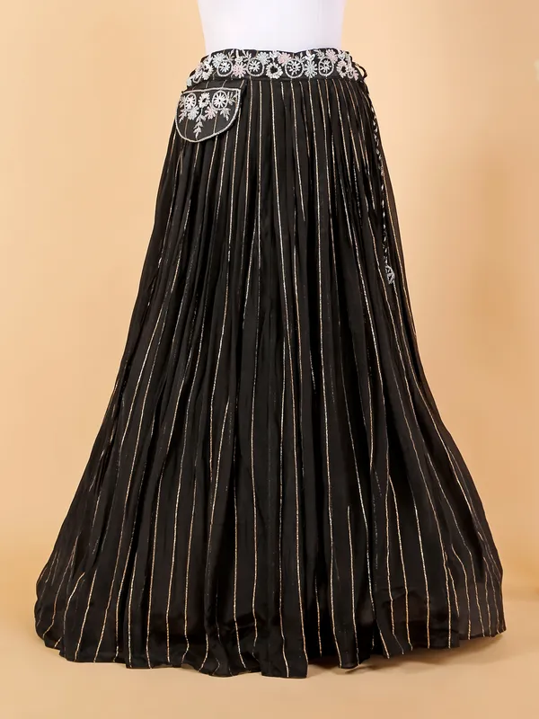 Beautiful black georgette lehenga with crop top