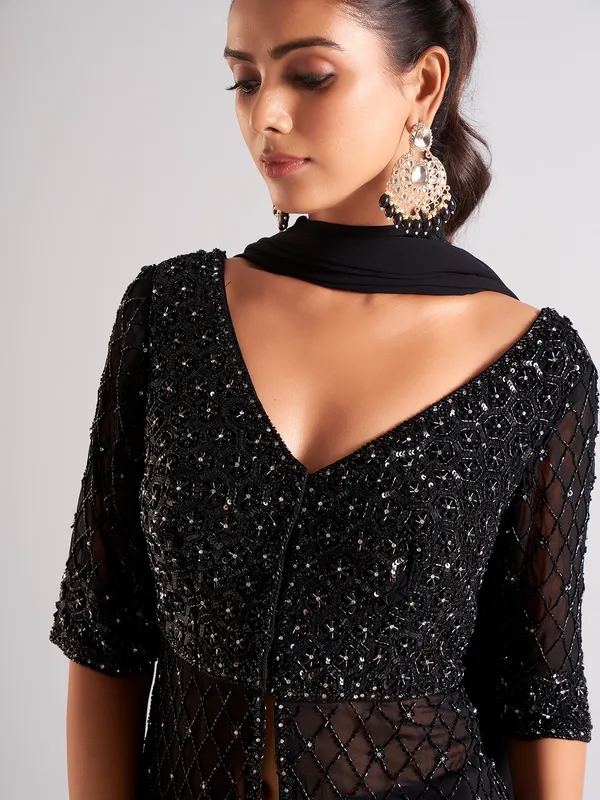 Beautiful Black georgette palazzo salwar suit