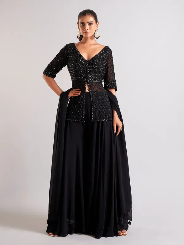 Beautiful Black georgette palazzo salwar suit