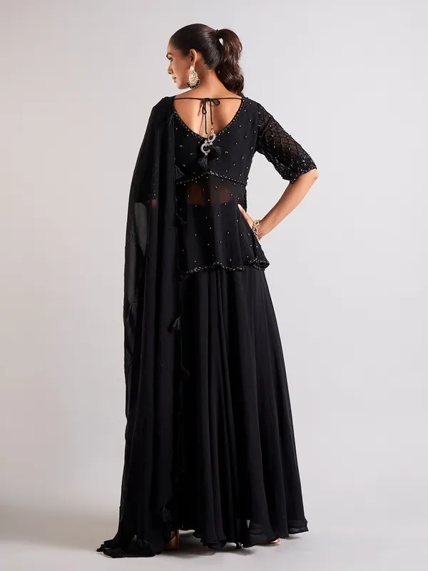 Beautiful Black georgette palazzo salwar suit