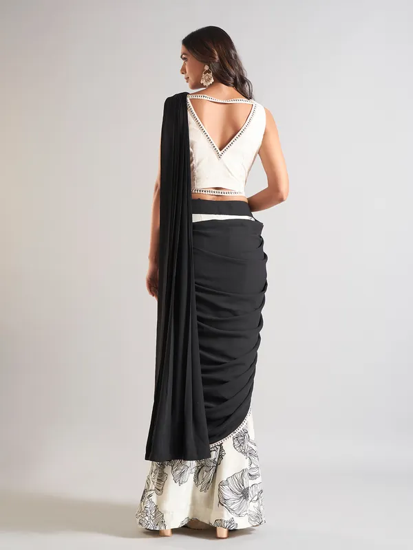 Beautiful black satin saree for wedding