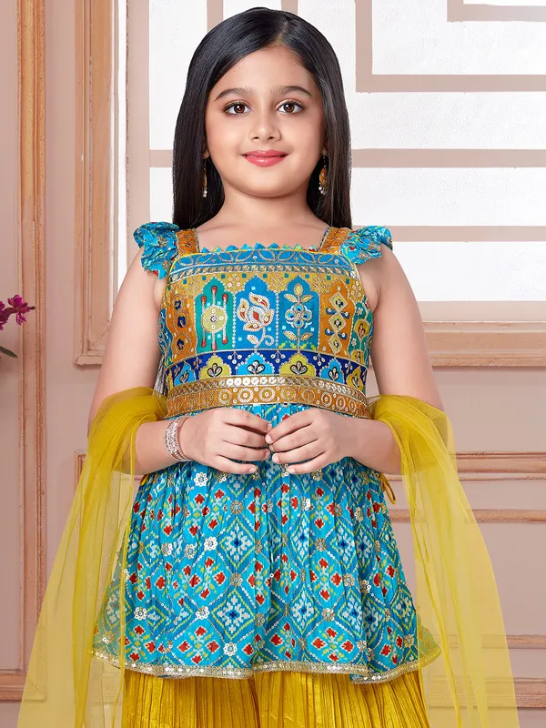 Beautiful blue and yellow palazzo salwar suit