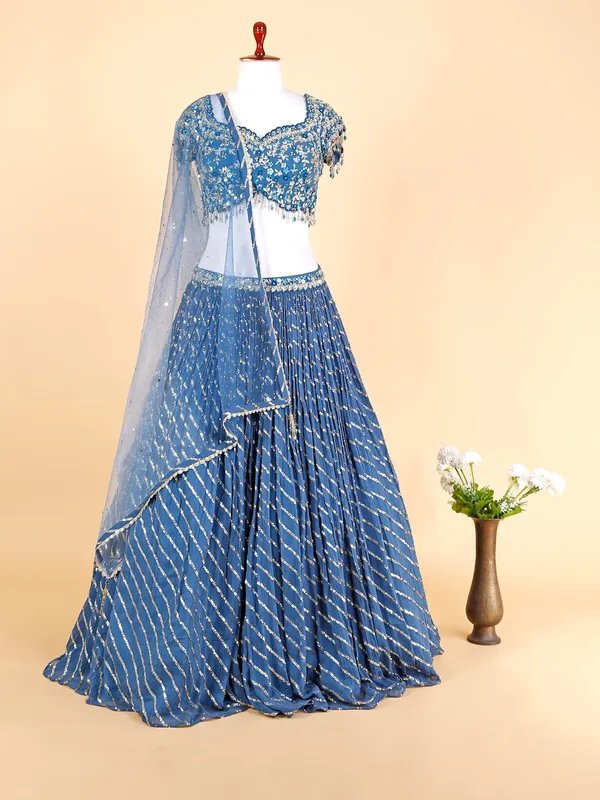Beautiful blue georgette lehenga choli