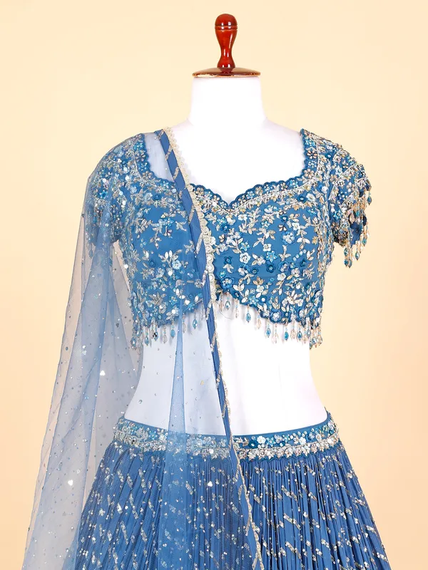Beautiful blue georgette lehenga choli