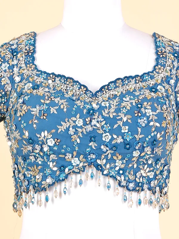 Beautiful blue georgette lehenga choli