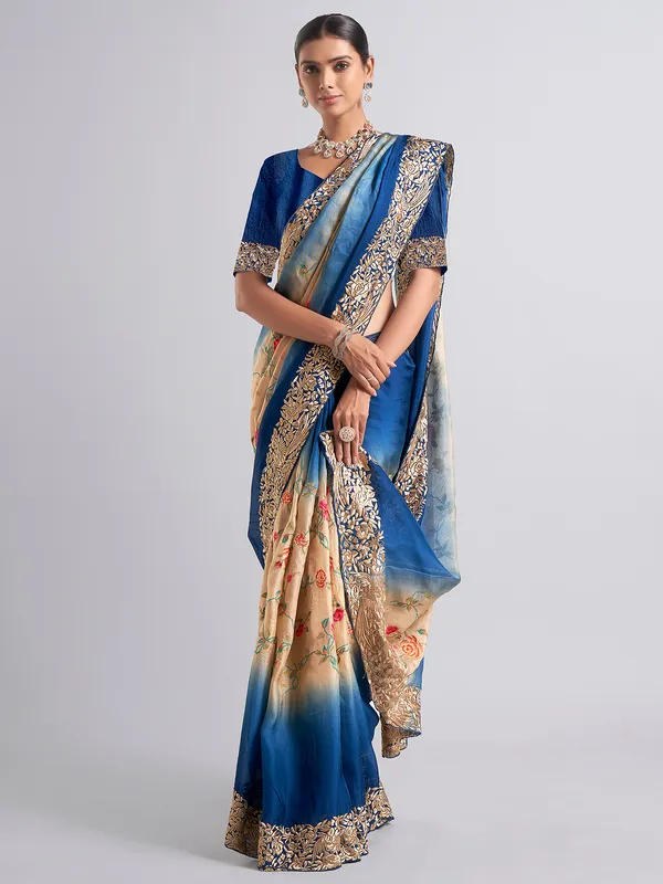 Beautiful blue georgette saree