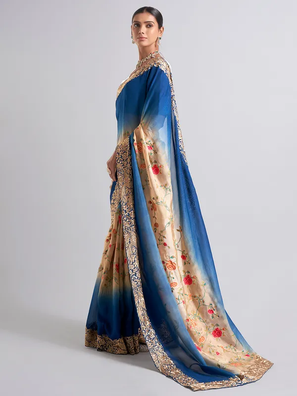 Beautiful blue georgette saree