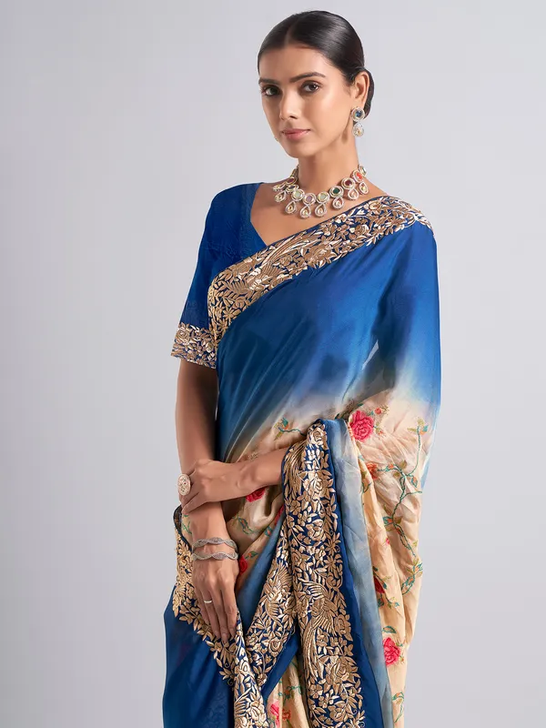 Beautiful blue georgette saree
