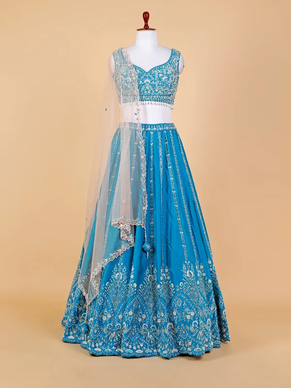 Beautiful blue silk lehenga choli