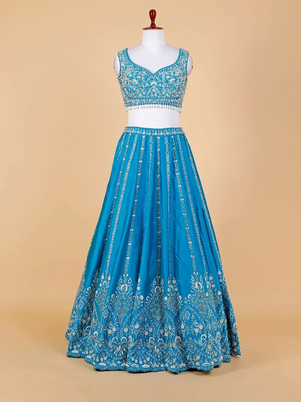 Beautiful blue silk lehenga choli
