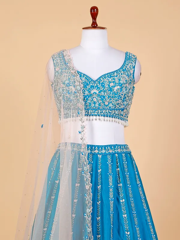 Beautiful blue silk lehenga choli