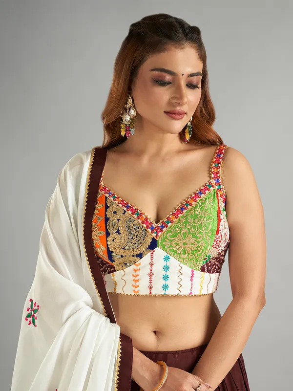 Beautiful brown cotton silk chaniya choli