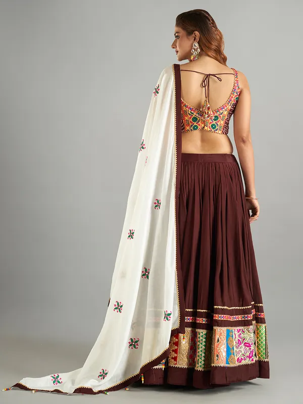 Beautiful brown cotton silk chaniya choli