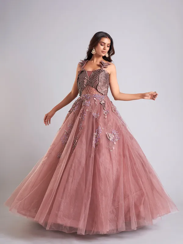 Beautiful brown designer net gown