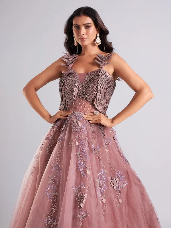 Beautiful brown designer net gown
