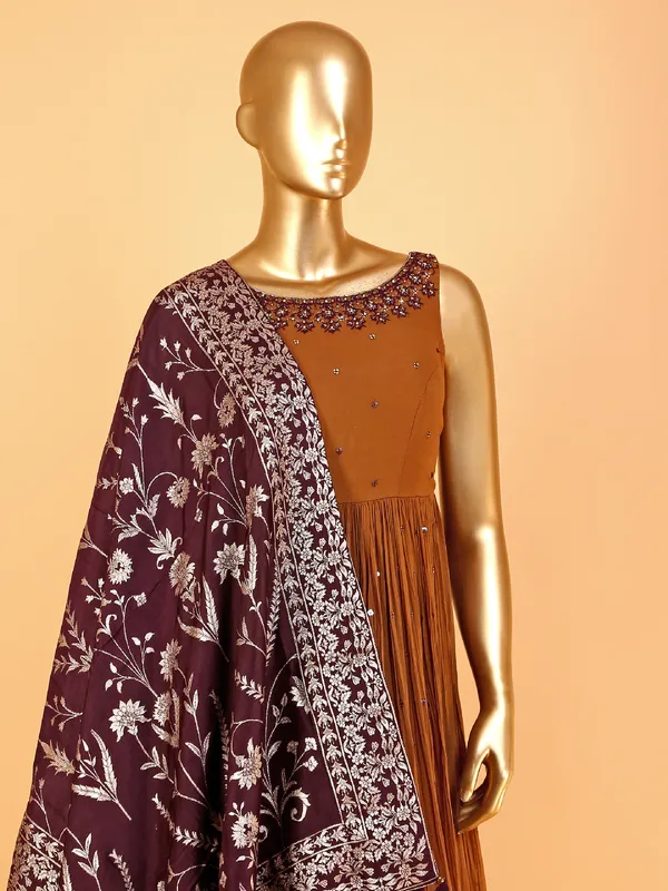Beautiful brown georgette palazzo suit