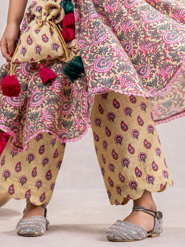Beautiful cream and pink salwar suit for girls