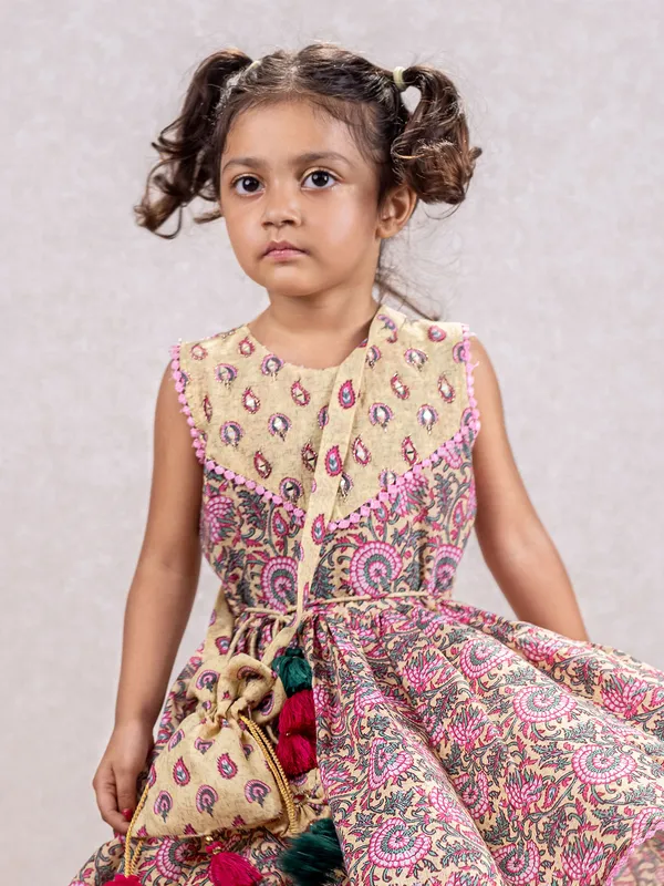 Beautiful cream and pink salwar suit for girls
