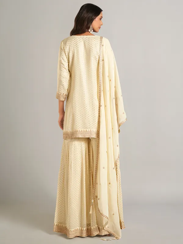 Beautiful cream georgette sharara salwar suit