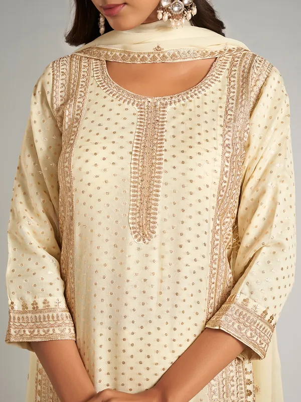 Beautiful cream georgette sharara salwar suit