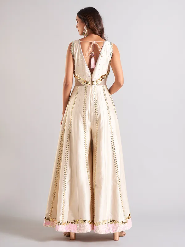 Beautiful cream silk jump suit