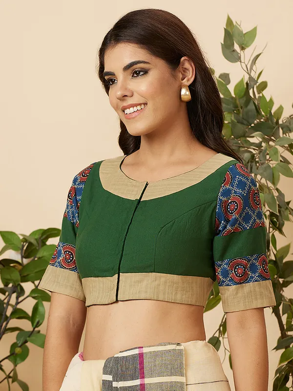 Beautiful dark green cotton blouse