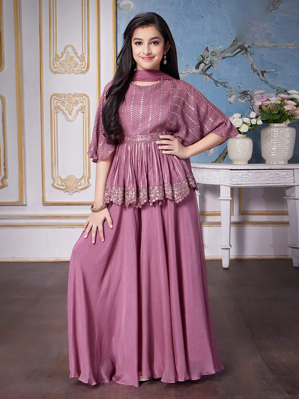 Beautiful dark pink georgette palazzo suit