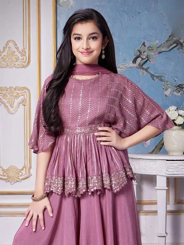 Beautiful dark pink georgette palazzo suit