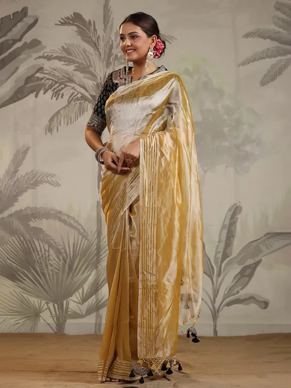 Beautiful gold organza saree