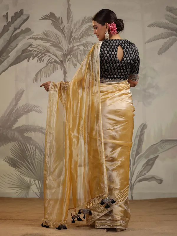 Beautiful gold organza saree