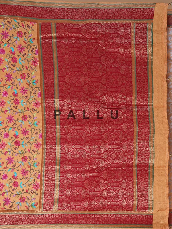 Beautiful golden silk saree for festive