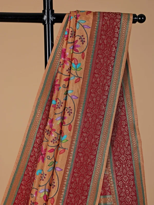 Beautiful golden silk saree for festive