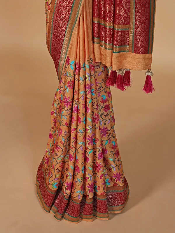 Beautiful golden silk saree for festive
