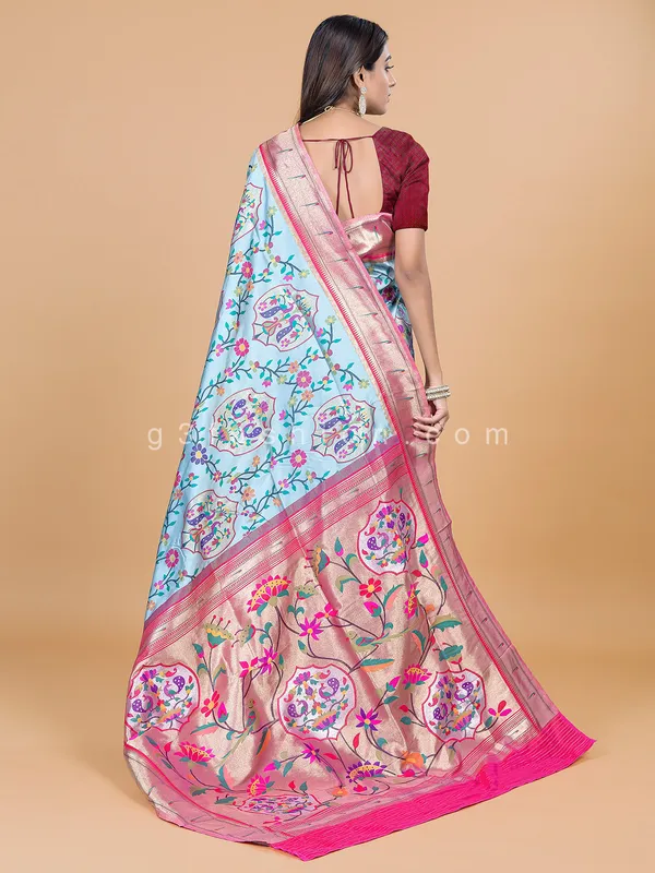Beautiful green shaded paithani silk saree for wedding