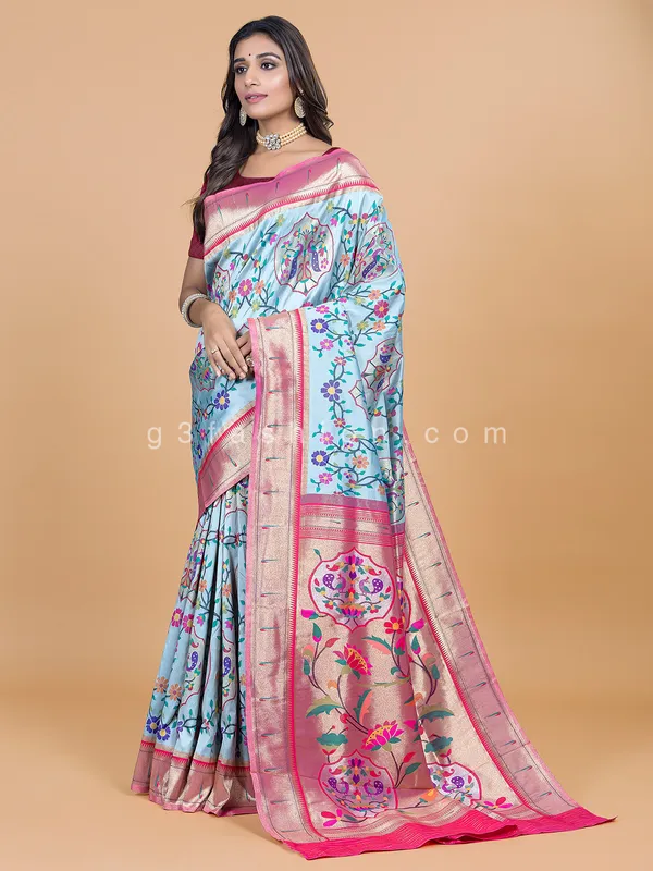 Beautiful green shaded paithani silk saree for wedding