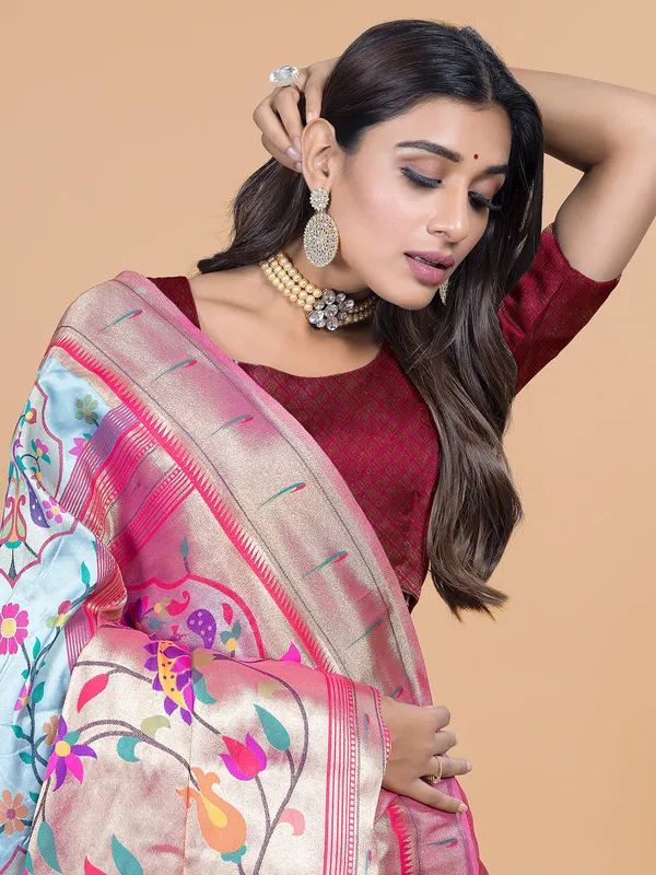 Beautiful green shaded paithani silk saree for wedding