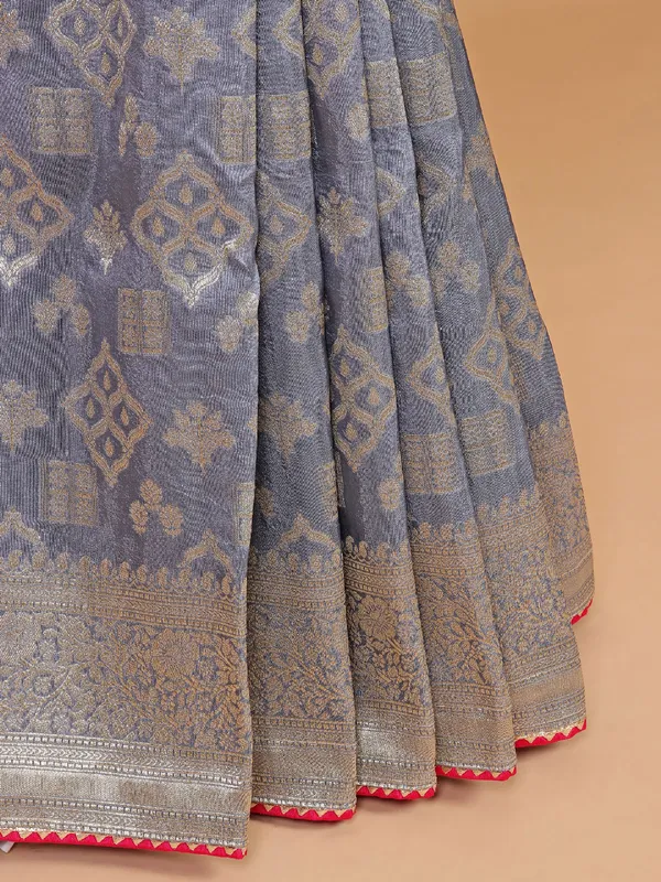 Beautiful grey silk saree