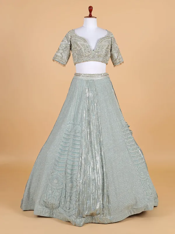 Beautiful ice blue georgette lehenga choli