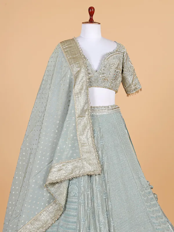 Beautiful ice blue georgette lehenga choli