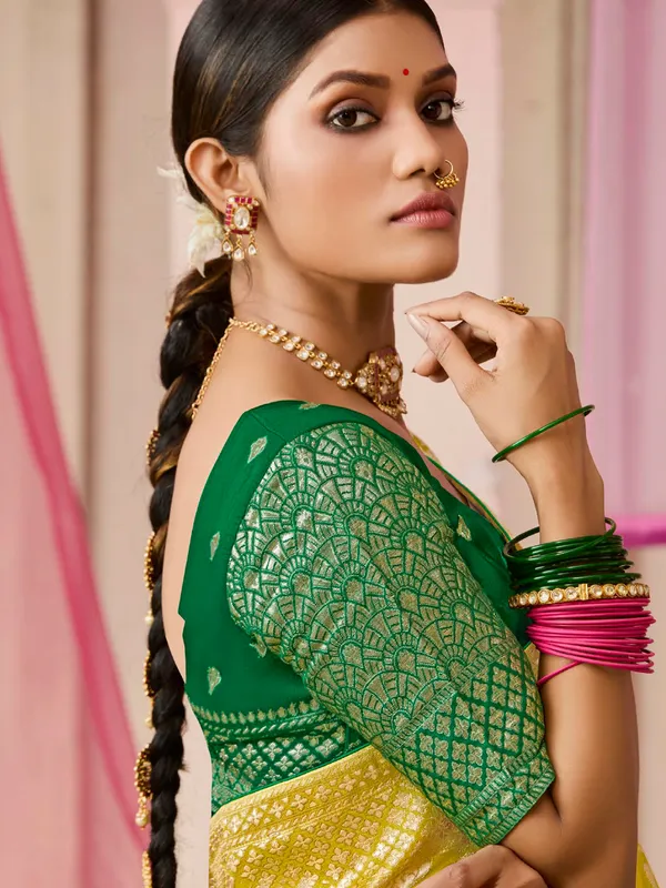 Beautiful light green dola silk saree
