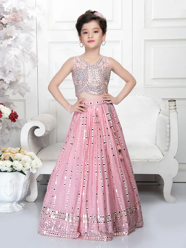 Beautiful light pink georgette lehenga choli