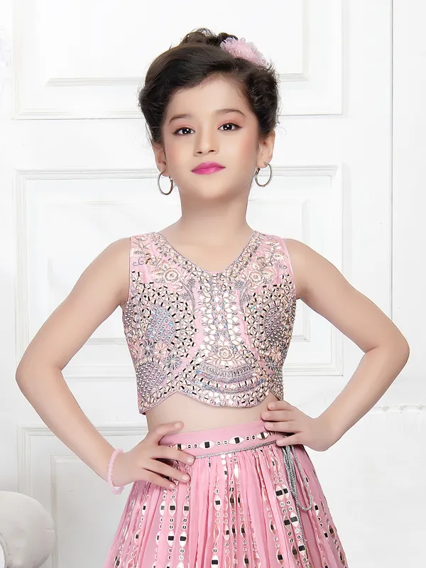 Beautiful light pink georgette lehenga choli