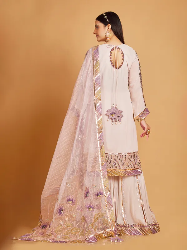Beautiful light pink georgette sharara suit