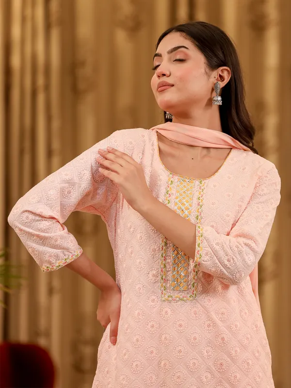 Beautiful light pink kurti set