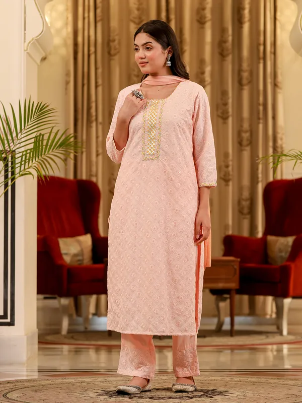Beautiful light pink kurti set