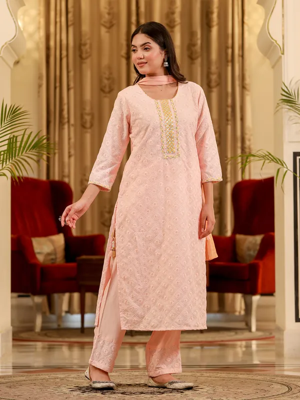 Beautiful light pink kurti set