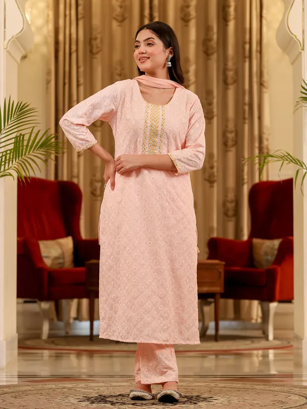 Beautiful light pink kurti set