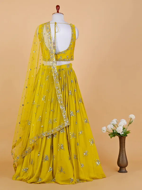 Beautiful lime yellow georgette lehenga choli