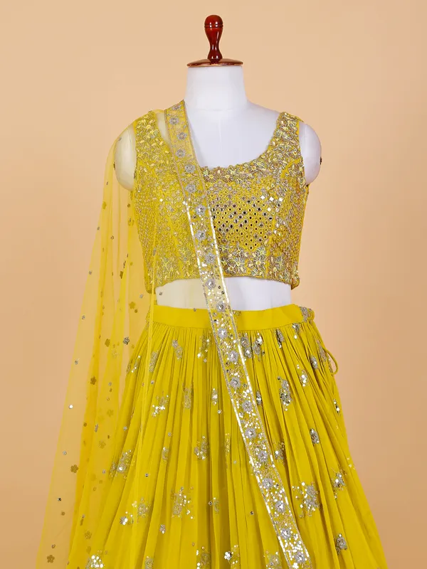 Beautiful lime yellow georgette lehenga choli