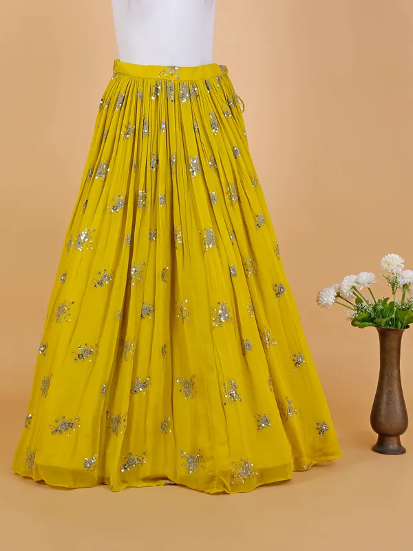 Beautiful lime yellow georgette lehenga choli